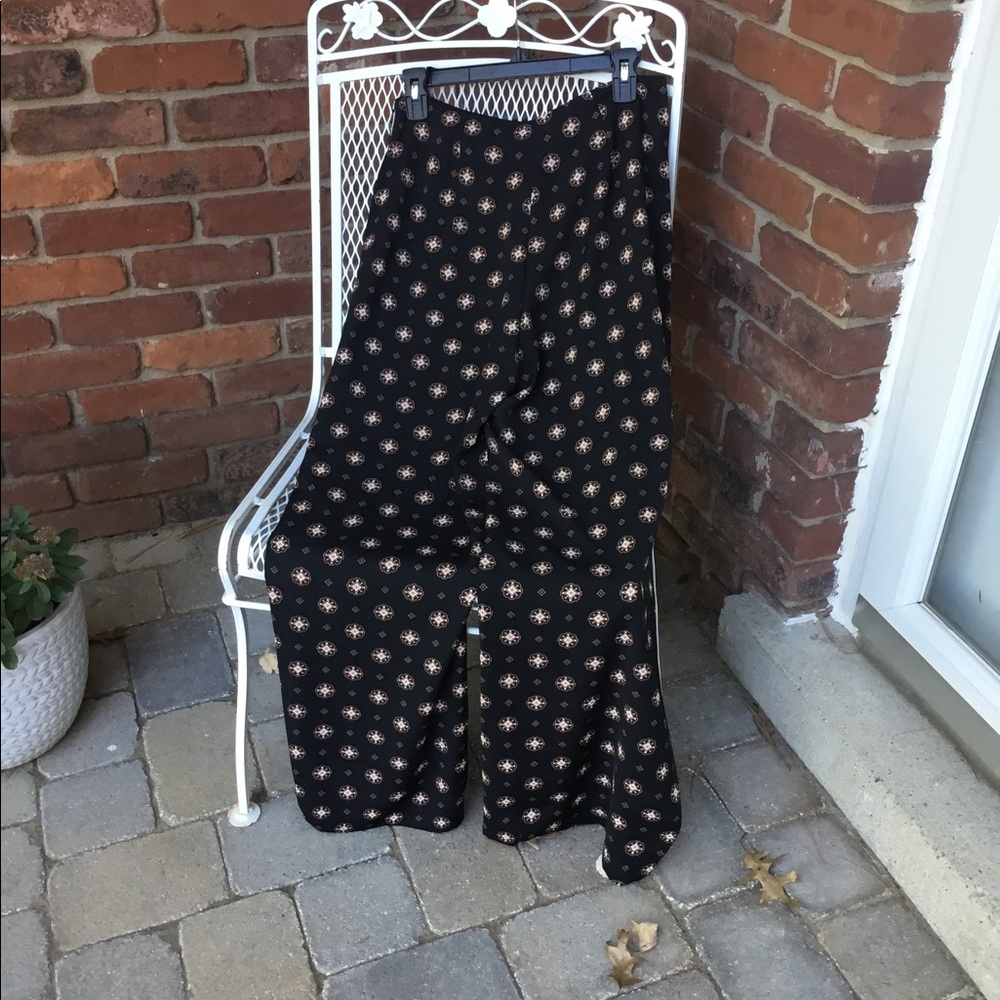 GB Wide Leg Black Casual Pants Sailor Buttons